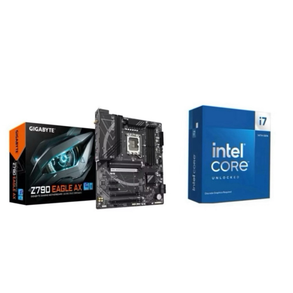 Paket Processor Gaming Intel Core i7 14700K + Motherboard Gigabyte Z790 Eagle AX