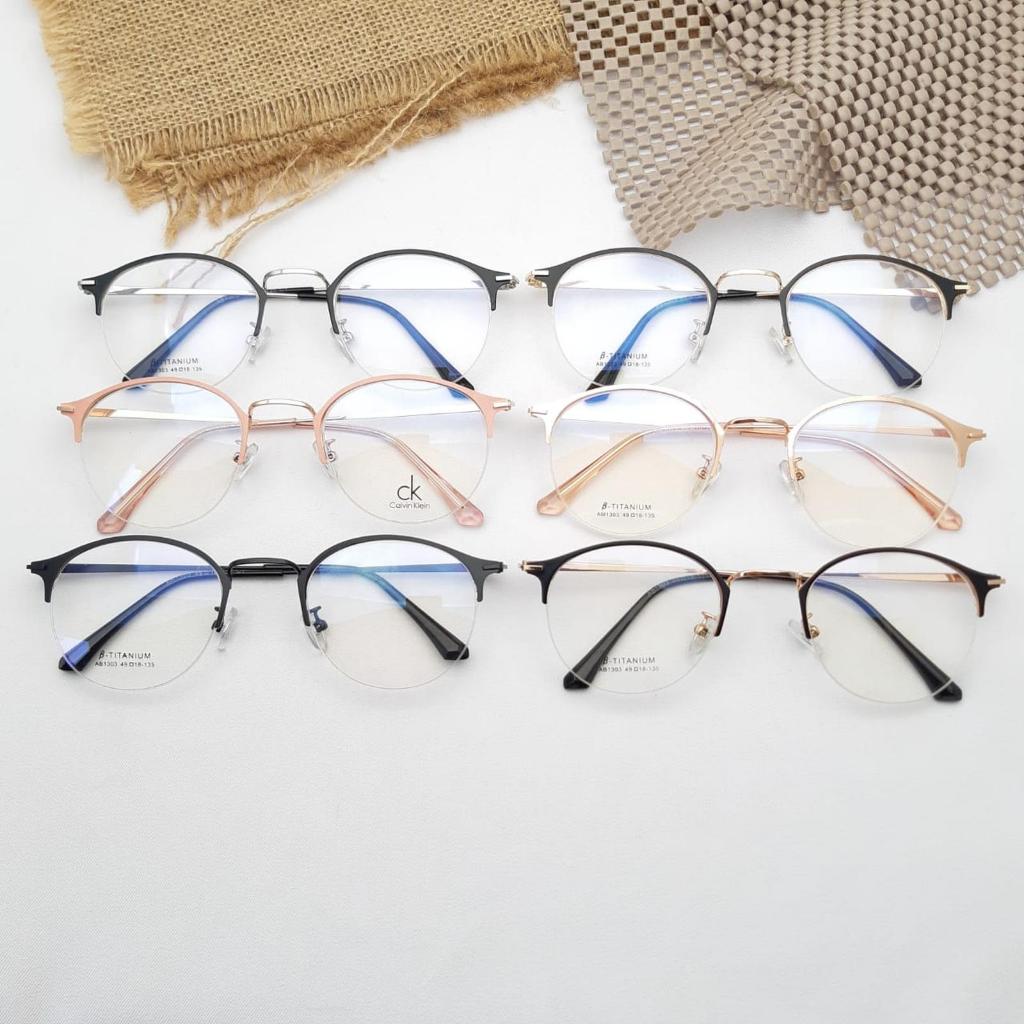 frame kacamata oval pria wanita model senar / setengah bingkai