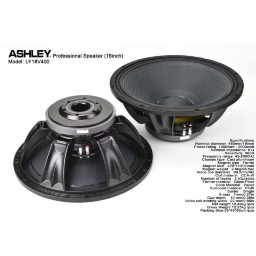 Speaker Komponen ASHLEY 18 inch LF-18v400 Original ASHLEY