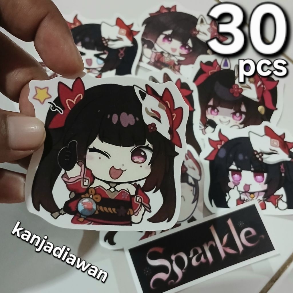 Stiker Sparkle HSR 30 pcs Chibi Sticker Honkai Star Rail Sparkle Sticker