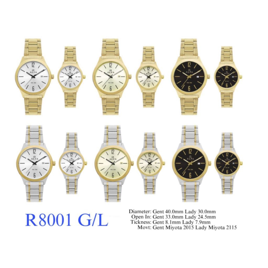 ALFA JAM TANGAN COUPLE TAHAN AIR 8001 ORIGINAL