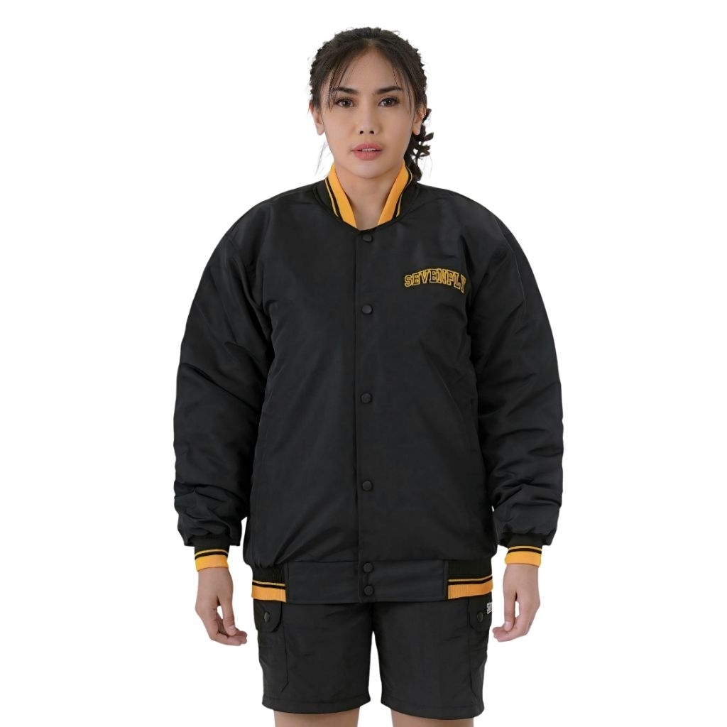 SEVENFLY Jaket Bomber Bordir Pria Wanita Jaket Varsity Premium