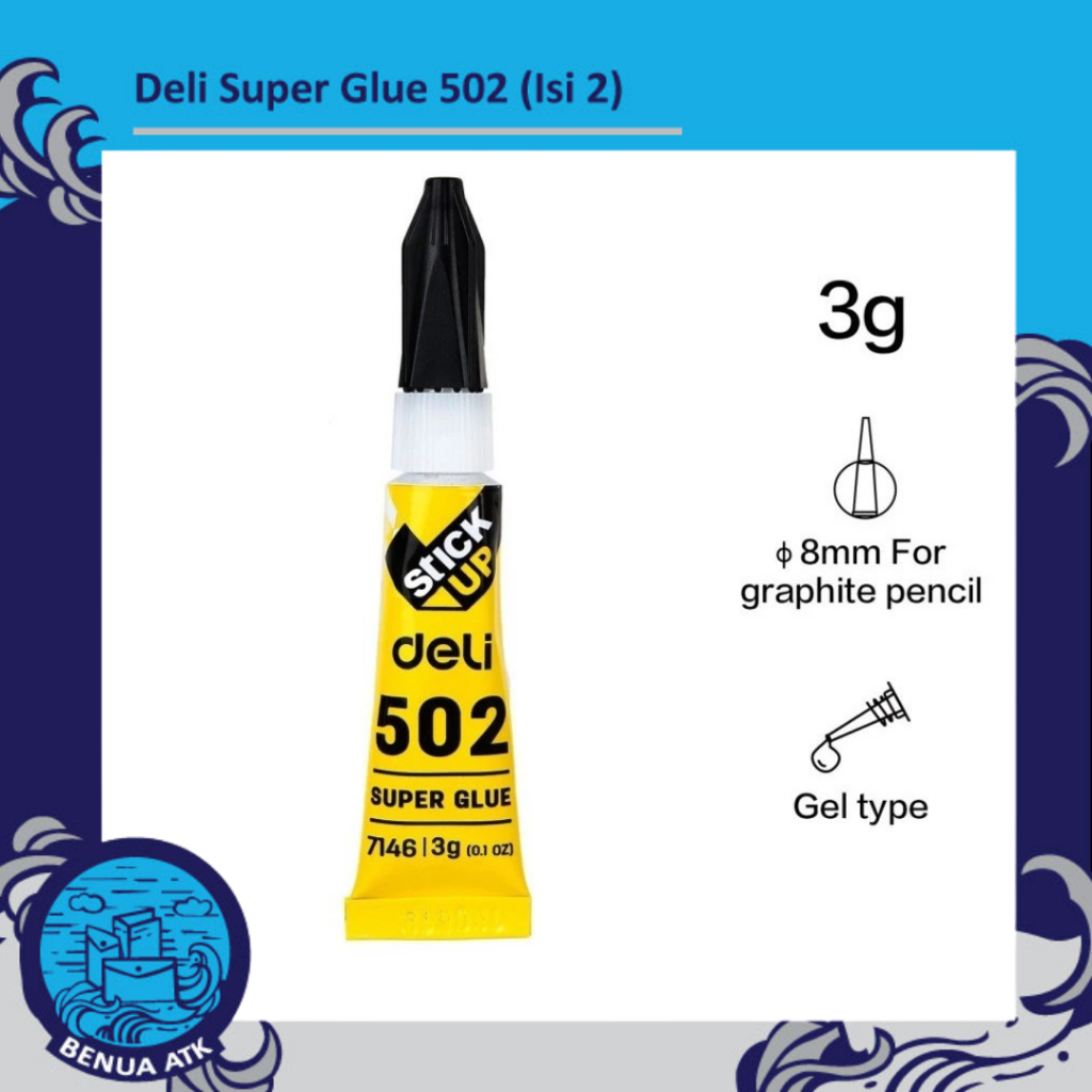DELI Super Glue Lem Super Kuat 502 (Isi 2pcs)