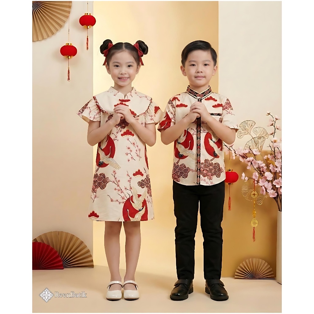 Batik Anak Edisi Imlek / Dress Cheongsam Anak / Kemeja Batik Anak / Couple Anak / Dress Anak PB#