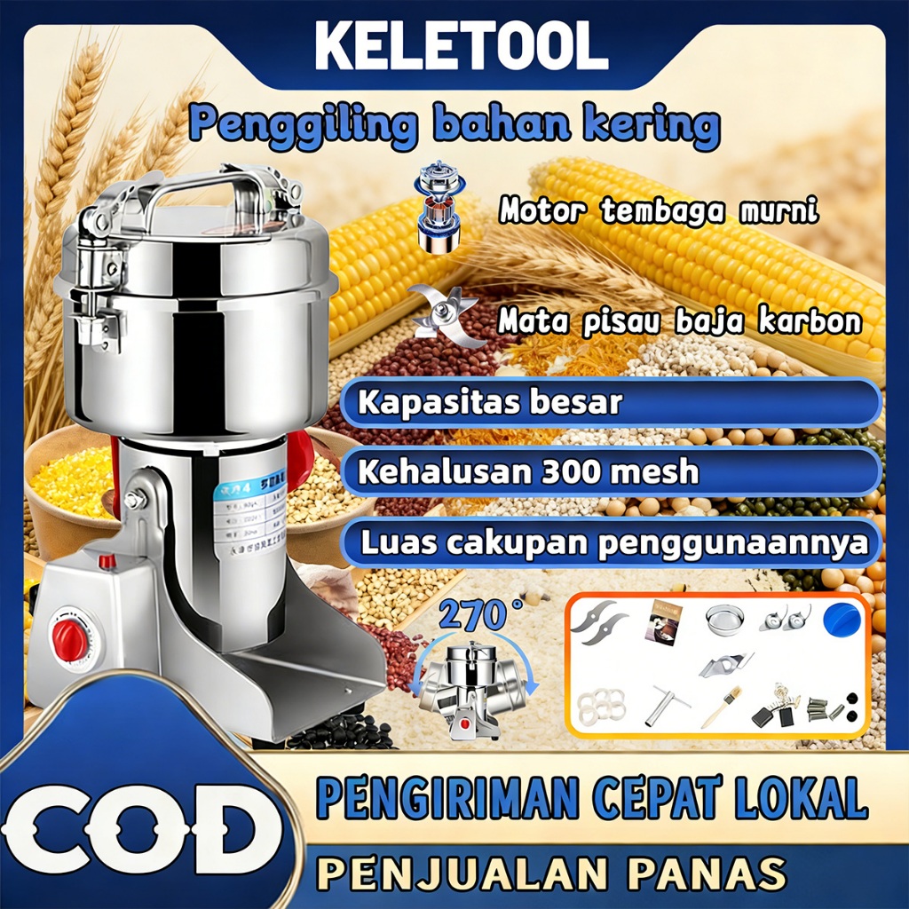 Mesin penggiling bumbu kering Elektrik 1800G Grinder Mesin Giling Tepung Mesin Kopi bubuk tepung Pen