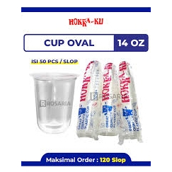 Cup Gelas Polos Oval Hok dan Hokka-ku Plastik Bening