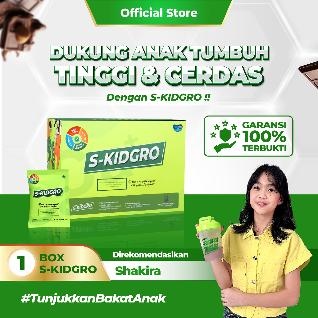 S-KIDGRO 1 BOX – Susu Peninggi Badan Anak Usia 2–15 Tahun Tinggi Kalsium & DHA