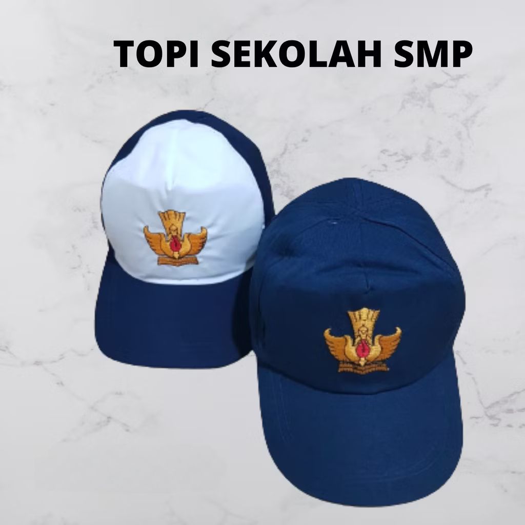 Topi Sekolah SMP Biru Dongker Bordir Tut Wuri Handayani | Topi Sekolah Siswa SMP Resmi