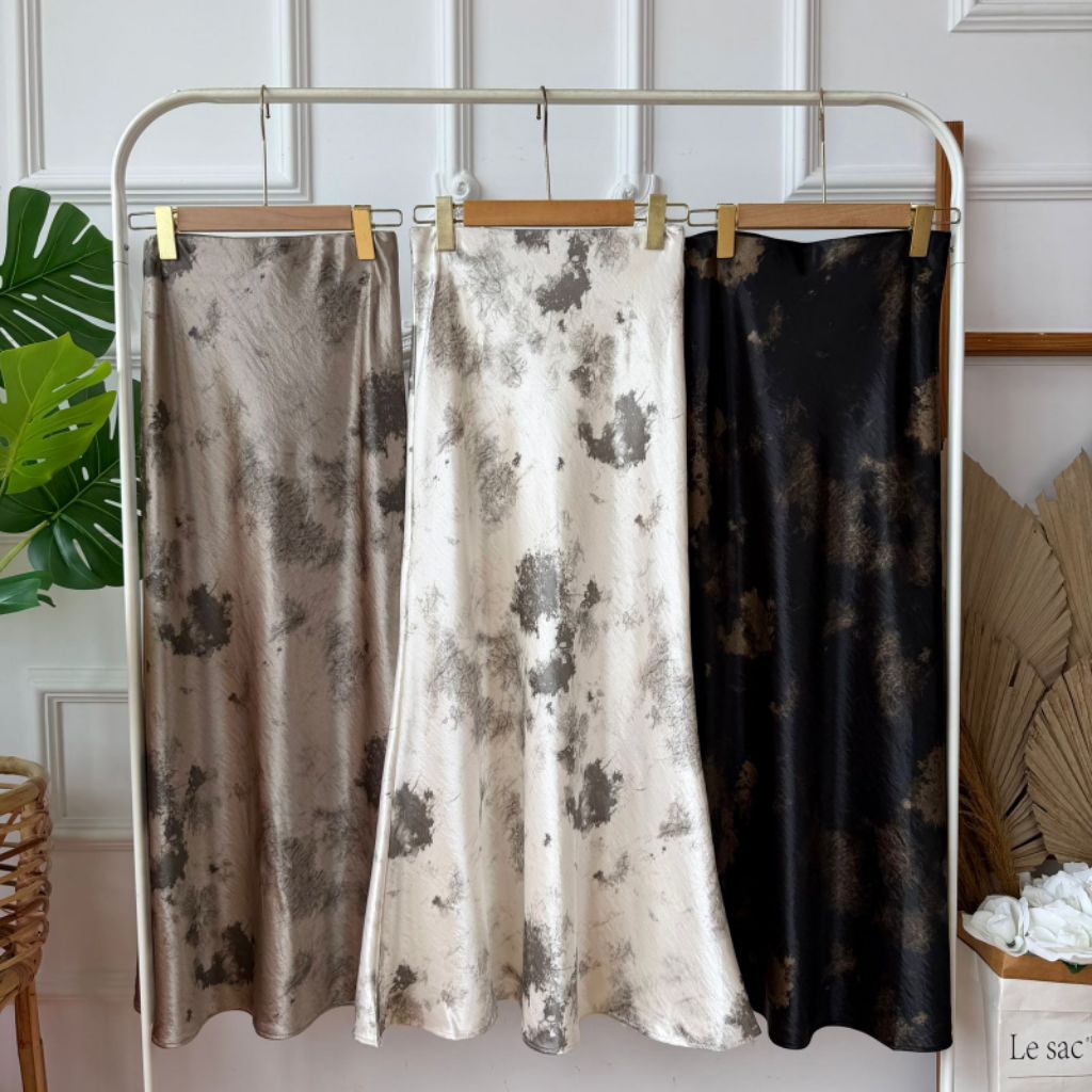 Rasha Skirt ~ Marble Skirt | Rok Satin Marble | Rok Motif | Rok Marble | Rok Panjang Wanita | Premiu