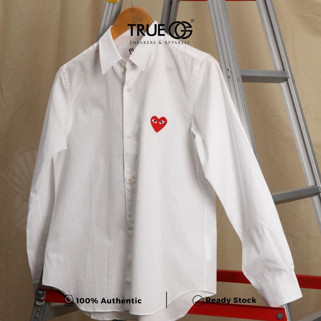 Comme De Garcons CDG Play Red Emblem White Shirt (KEMEJA Putih) Authentic