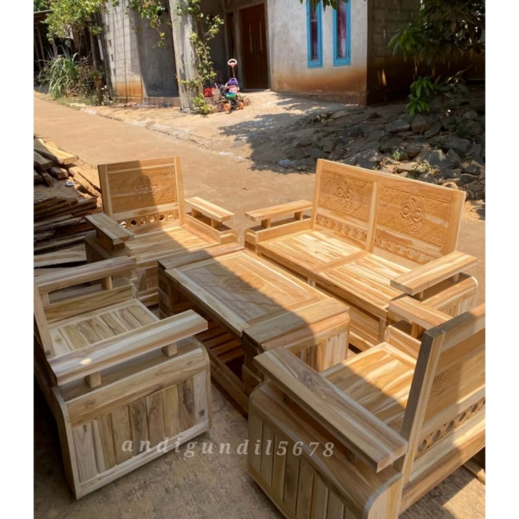 Kursi Tamu Minimalis Full Kayu Jati 2111+meja Kursi Meja Tamu Ukiran Jepara Kursi Tamu Minimalis