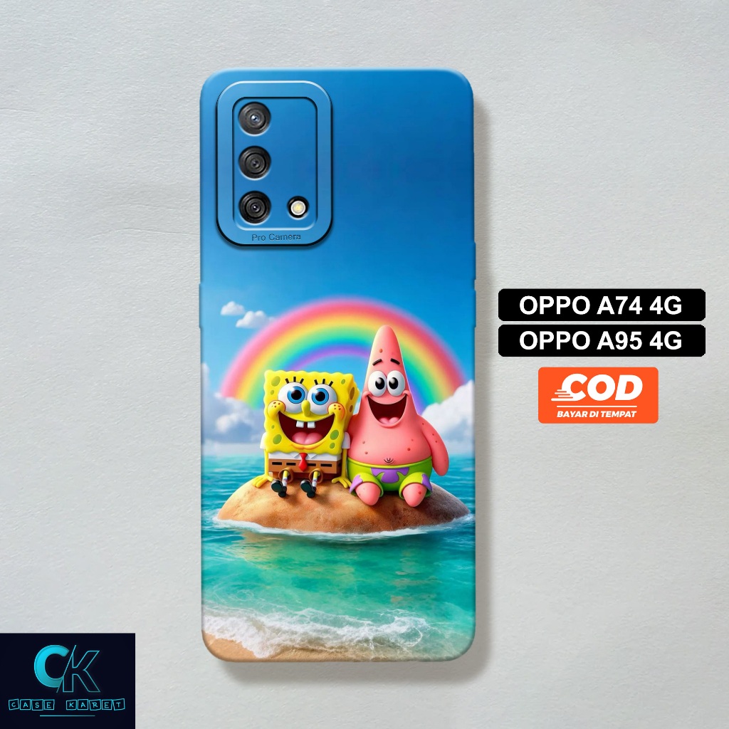 Softcase OPPO A74 4G / A95 4G - Case Spongebob - Casing Candy Case Full Color 3D Silikon TPU