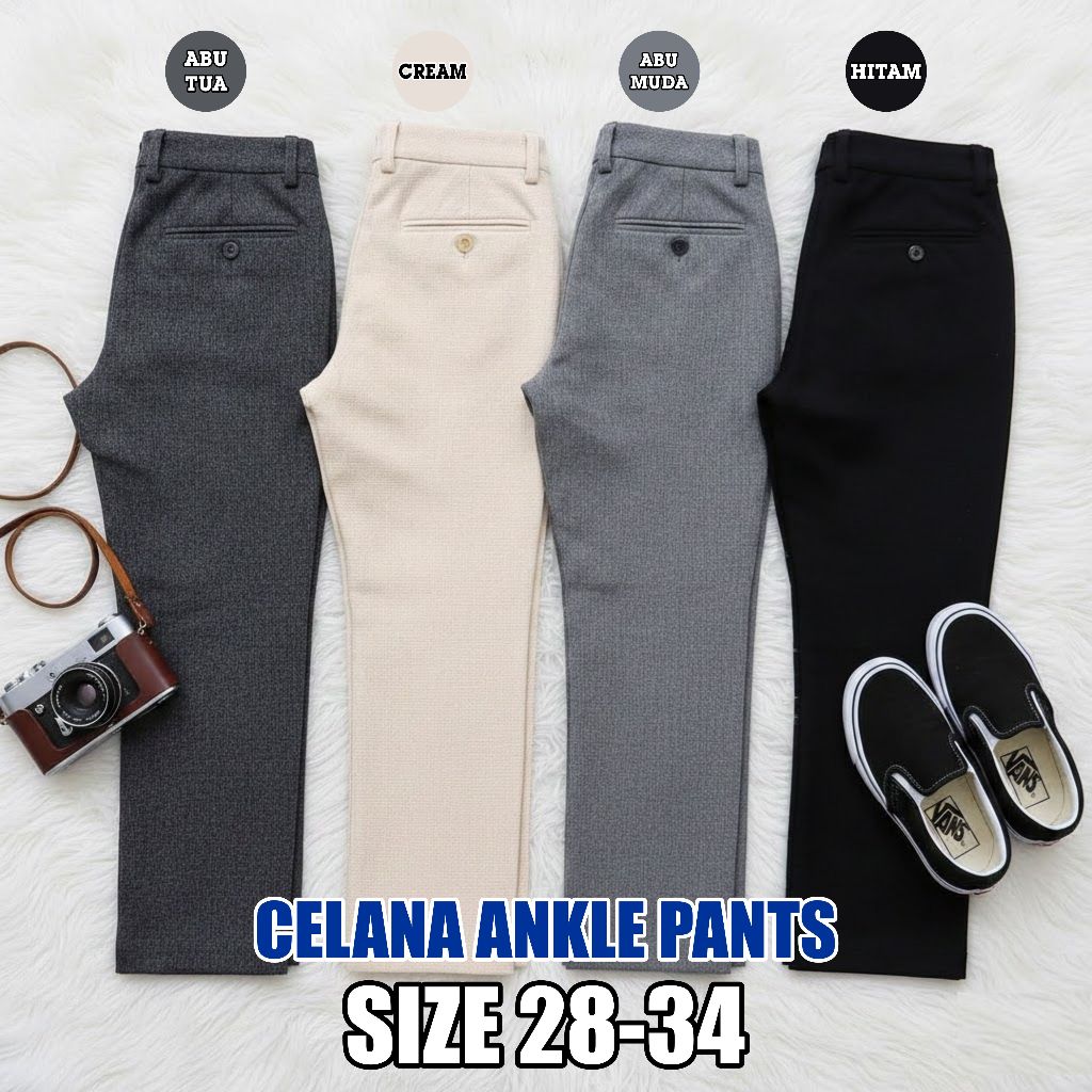 Celana Ankle Pants Pria Celana Formal Kantor Slimfit Korea Celana Bahan Pria Celana Angkle Pants Pri