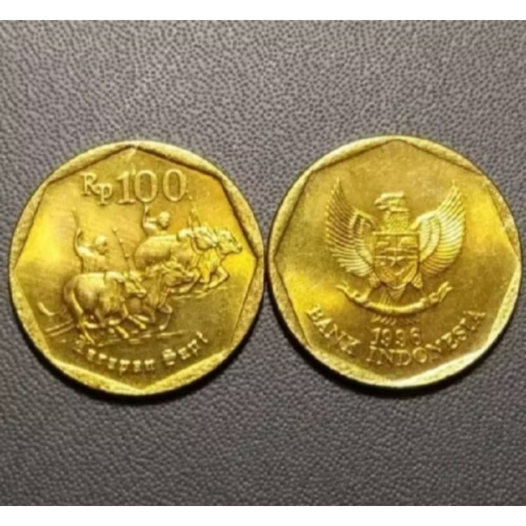 uang koin kuno 100 rupiah karapan sapi