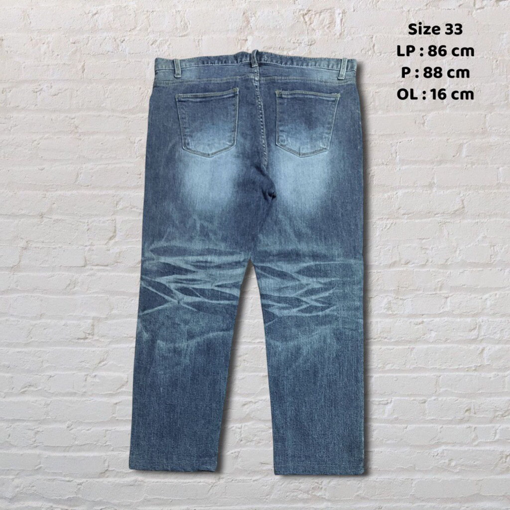 Size 33 Celana Panjang Longpants Jeans Hotping Blue Washed Fading Slim fit  Second Preloved #CJ06