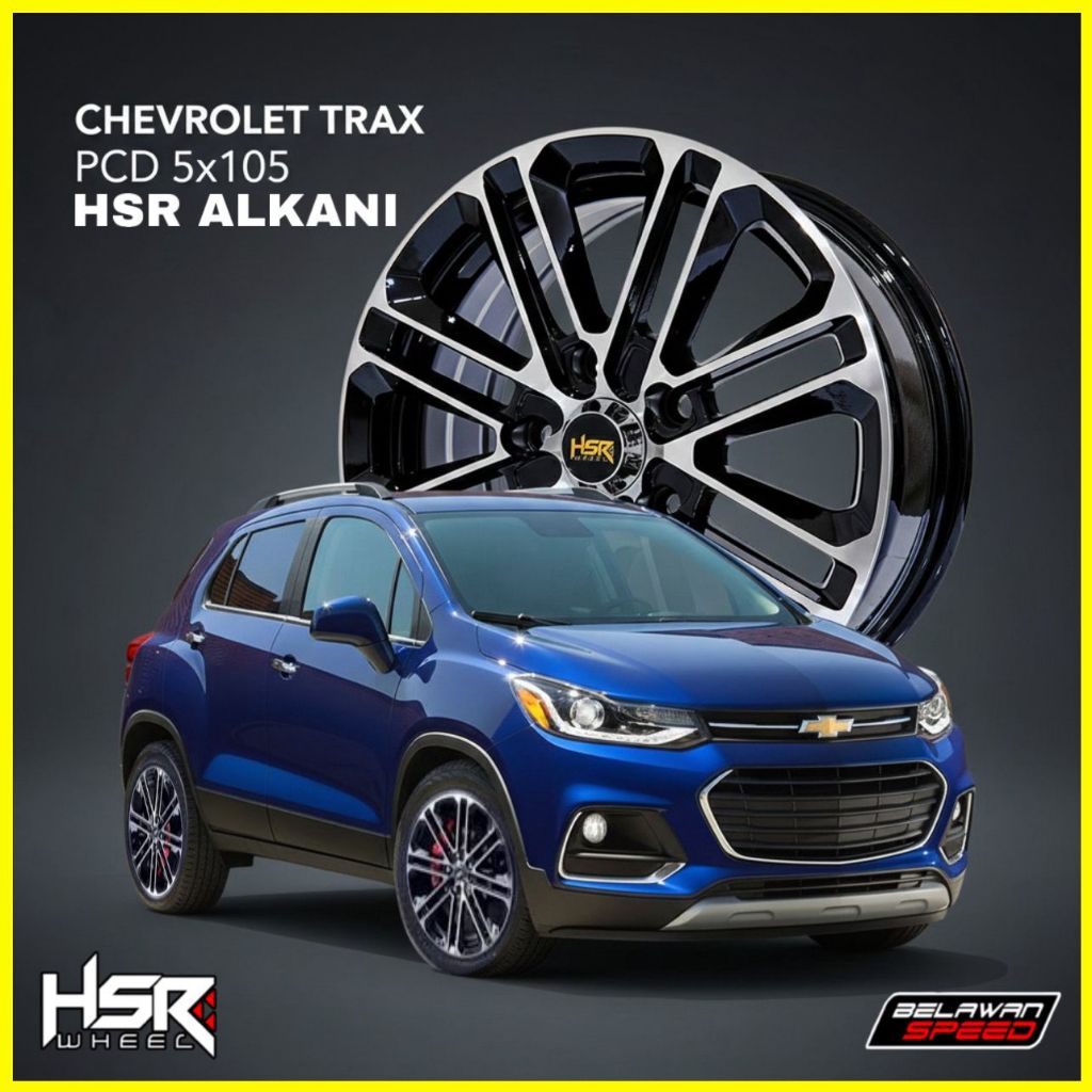 Velg Mobil Racing ring 18 untuk Chevrolet Trax HSR ALKANI R18 Black Polish - Pcd 5x105 PNP