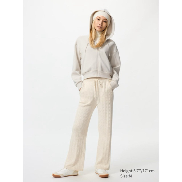Uniqlo Washable Knit Cable Pants Off White (size L) @250k