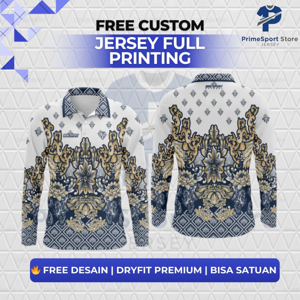 Kaos Polo Jersey Full Printing Dryfit Premium Free Custom Design