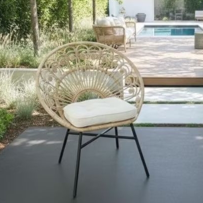 KURSI BUNGA ROTAN ALAMI AGAM ZAKY FURNITURE TYPE 2 / DESAIN MINIMALIS ESTETIK EKSPOR