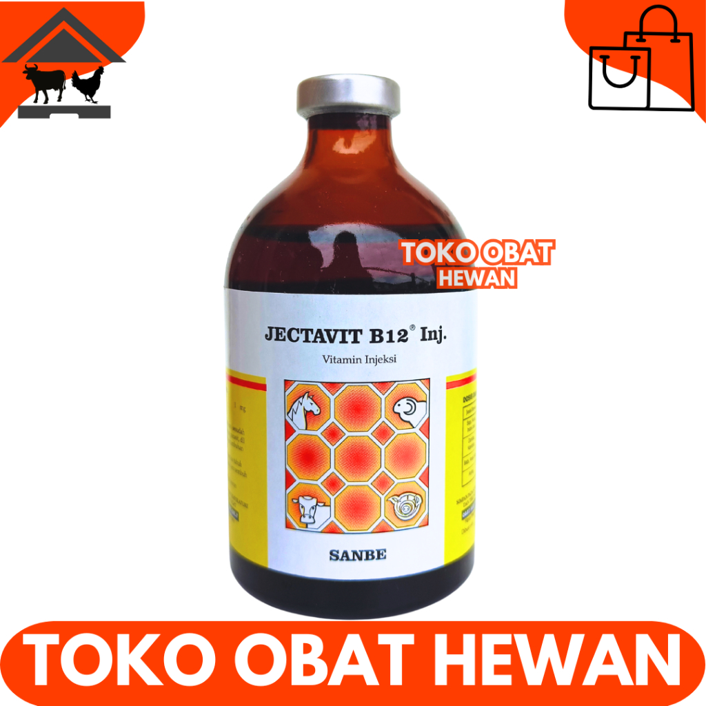 Jectavit B12 100ml Sanbe - Vitamin B12 Injeksi untuk Sapi Domba Kambing Kuda Babi Kucing