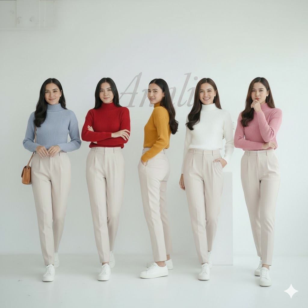 Sweater Rajut Daisy Curly TURTLENECK Tangan Kriwil