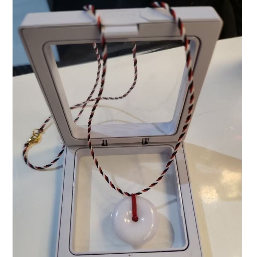 Kalung liontin giok donat ungu