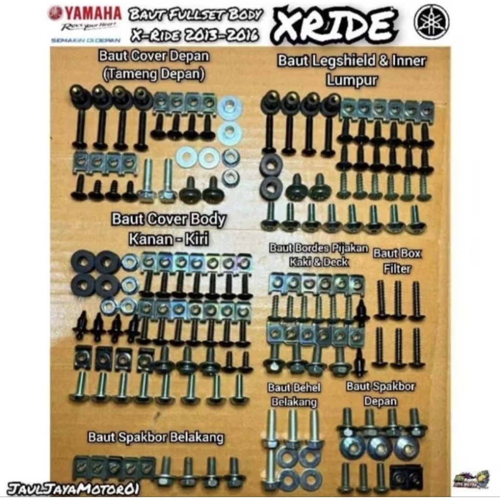 Baut Lengkap Fullset Body Yamaha XRIDE