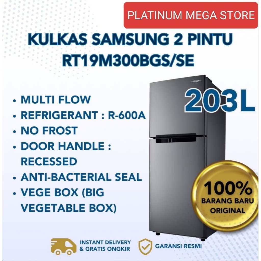 KULKAS SAMSUNG 2 PINTU RT19M300 KAPASITAS 203 LITER/ PROMO