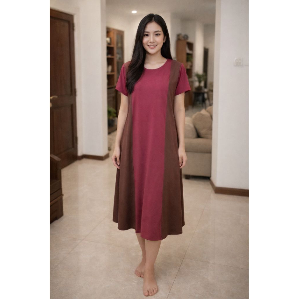Daster A-Line Maroon Choco – Spandek Jersey Premium