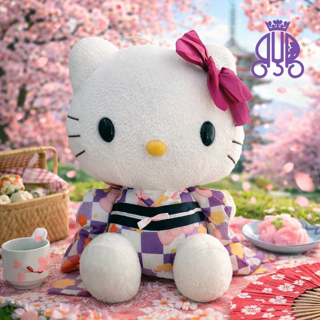 Boneka karakter Hello Kitty kimono ungu