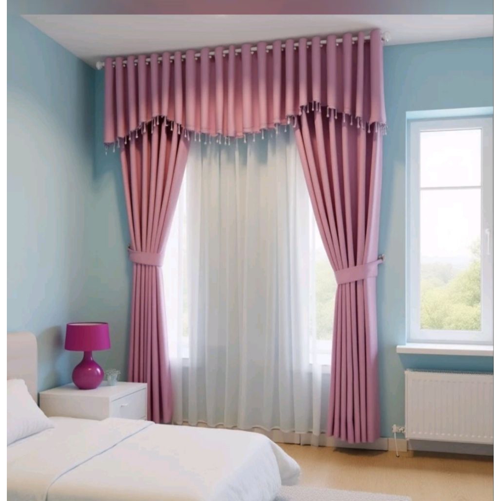 1 Set Gorden Poni Jendela Minimalis dan Pintu Ruang Tengah Lebar 150cm