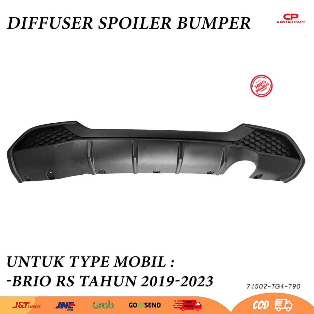 Diffuser Difuser Spoiler Garnish Bumper Belakang Bawah Honda Brio Rs 2019 2020 2021 2022 2023
