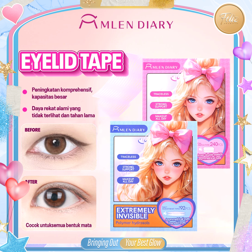 * FELIZ * MLEN DIARY Invisible Beauty Eyelid Tape Extremely Invisible Alat Riasan Mata Eyelid Tape