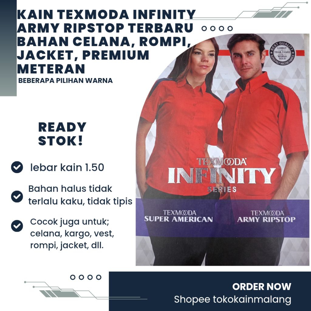 (HARGA PER SETENGAH METER) | KAIN TEXMODA INFINITY ARMY RIPSTOP/ KAIN TEXMODA ARMY RIPSTOP TERBARU M