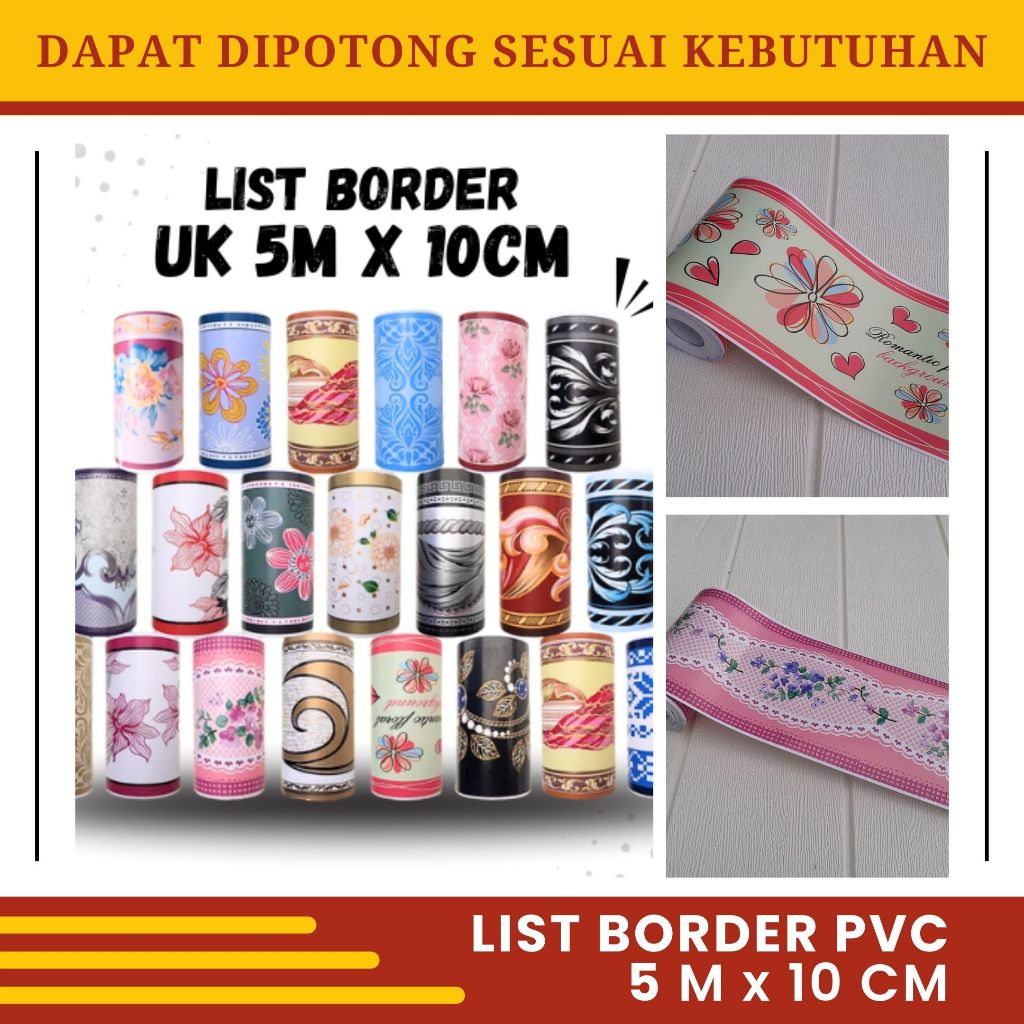 Wallpaper List PVC Stiker Dinding Bawah Aesthetic List PVC Stiker Motif Bunga Kualitas Premium