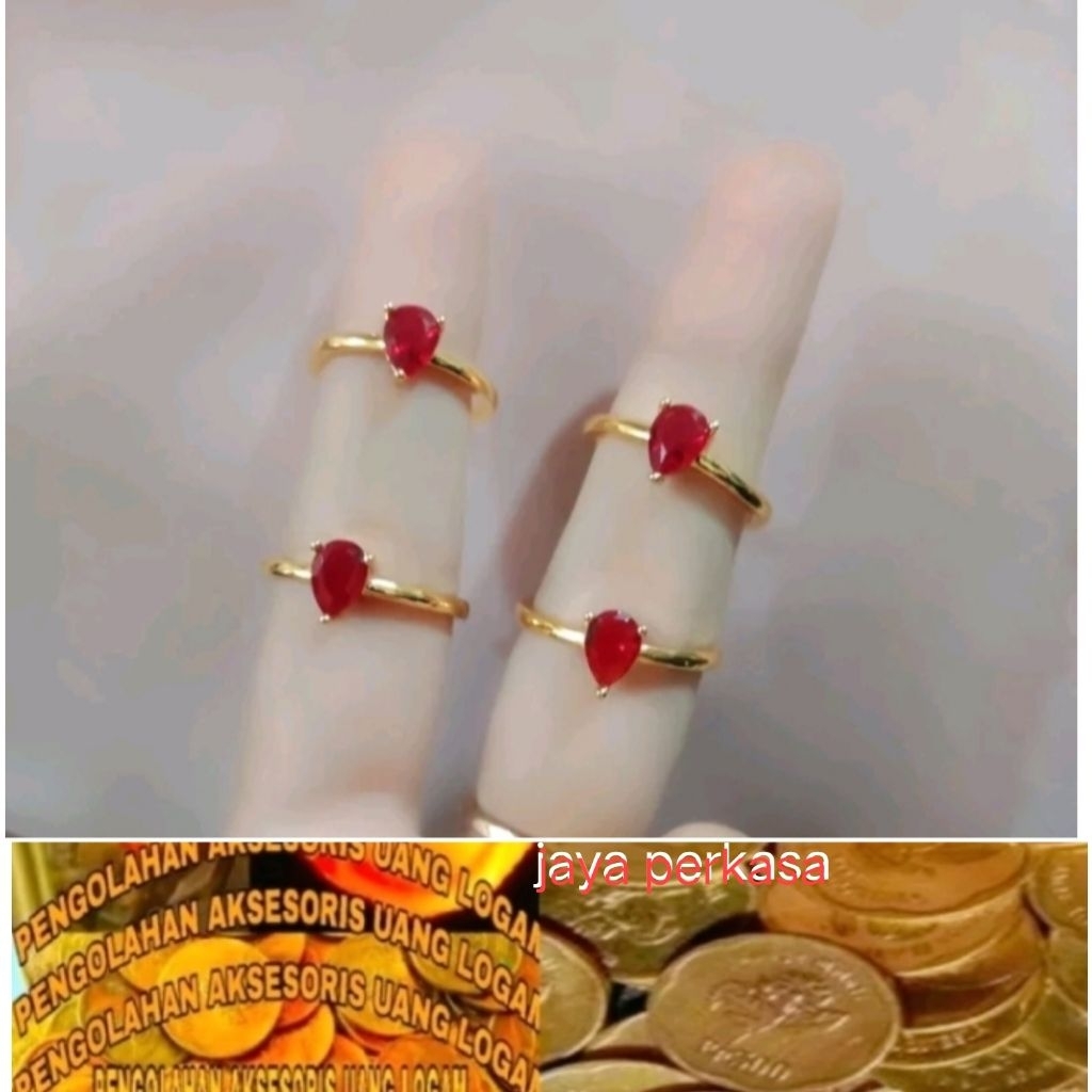 cincin  love batu delima merah dari koin 1991