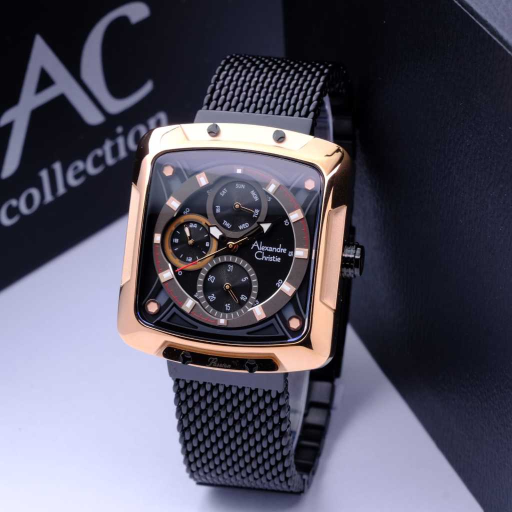 JAM TANGAN WANITA ALEXANDRE CHRISTIE/ALEXANDER CHRISTIE WANITA AC3030 ROSEGOLD BLACK ORIGINAL 100%