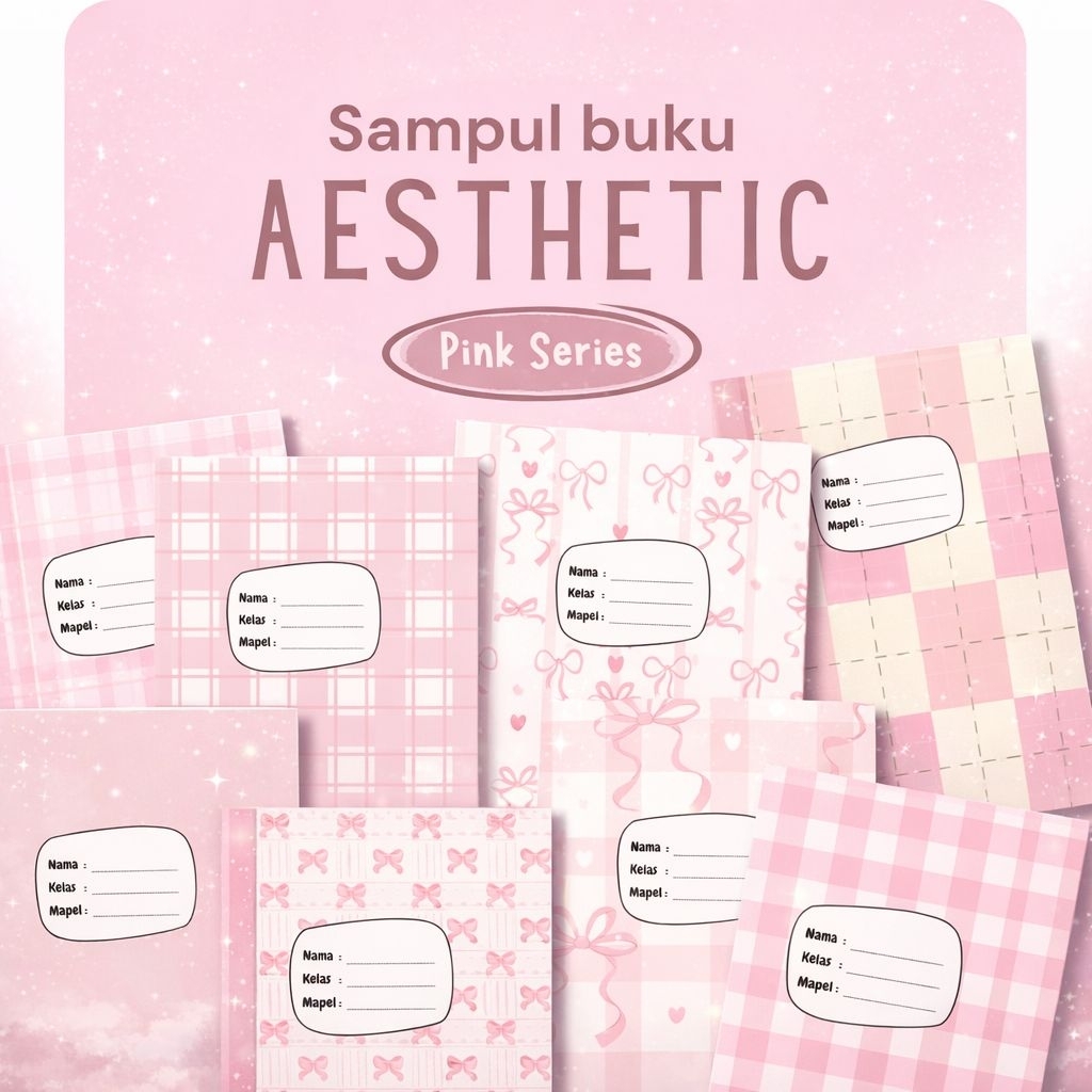 Sampul Buku Aesthetic PINK Isi 10 Lembar | HVS 100gsm | Untuk Buku A5 & B5