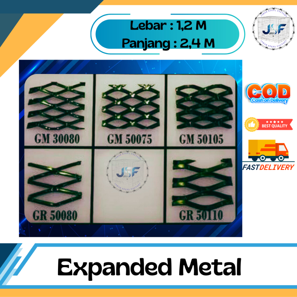 Expanded Metal GM 30080 GM 50075 GM 50105 GR 50080 GR 50110 | Tinggi 120cm Panjang 240cm | Tebal 0,7