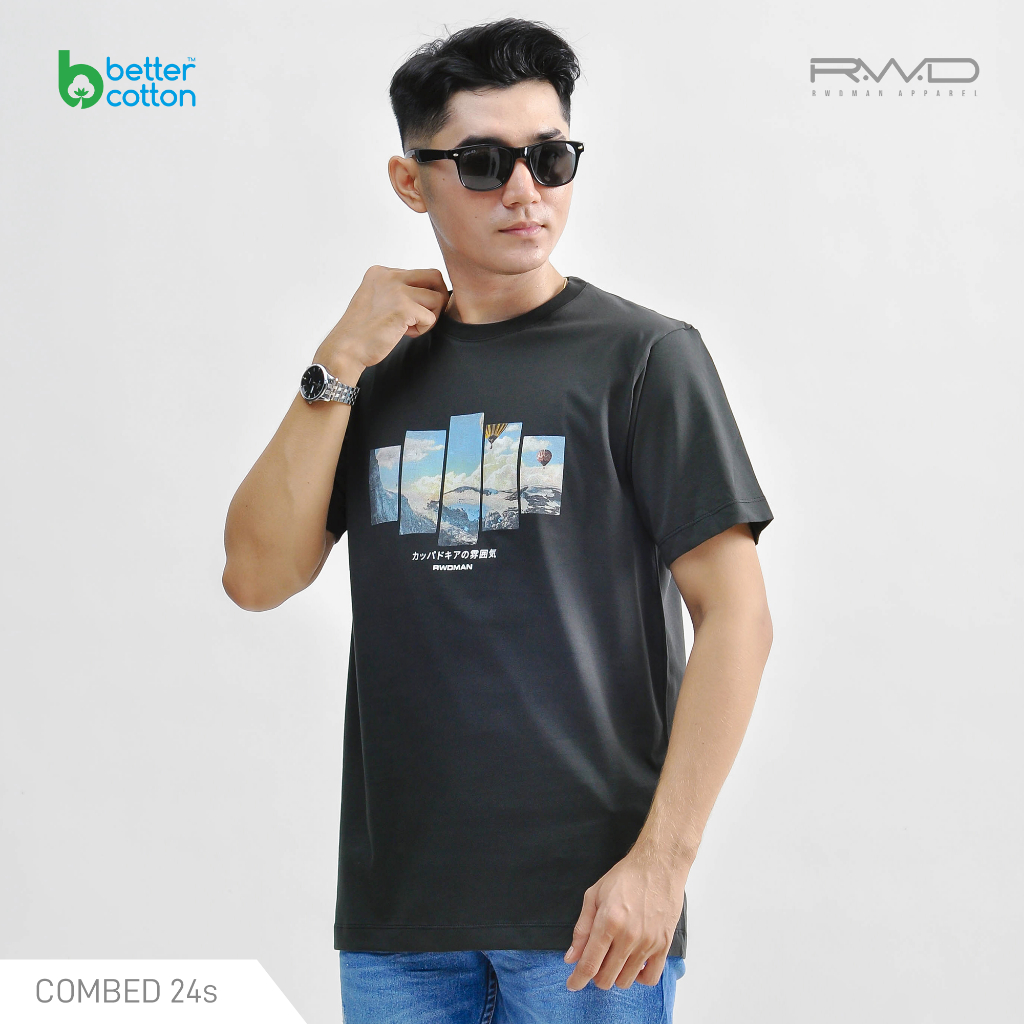 RWDMAN - Cotton BCI T-Shirt Pria Regular Fit Views Blue EG-0239