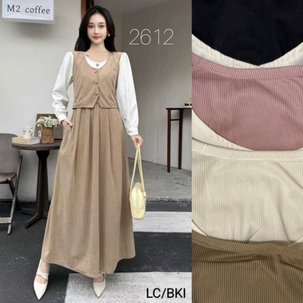 Gambis Codorai Import 2612-1 - Gamis Korea Sytle Import - Gamis Wanita Import - Gamis Lebaran Terbar