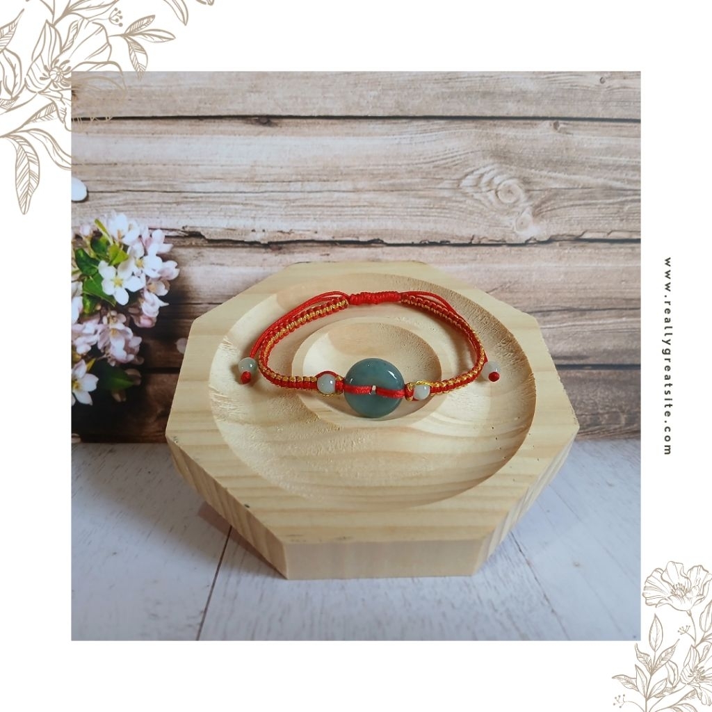 Gelang Tali Giok Asli Donat Biru