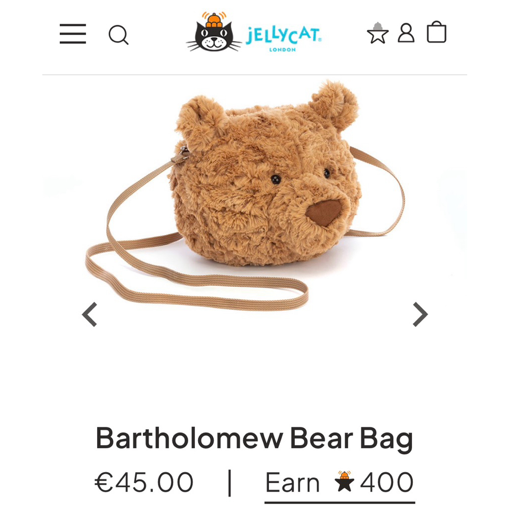 JELLYCAT BAG BEAR BAROMOLOW