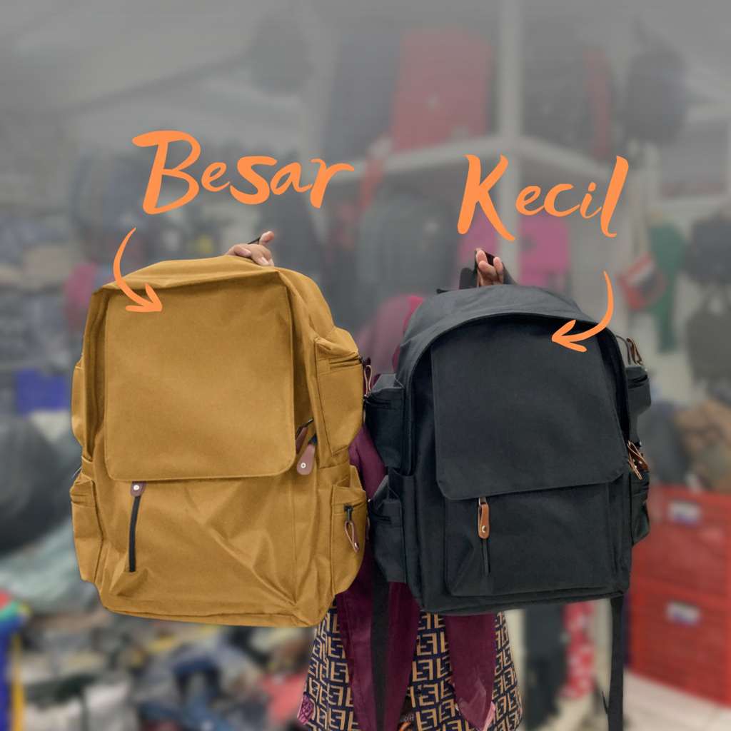 Tas Ransel Sekolah Bahan Kanvas Polos Tas Ransel Kanvas Tebal