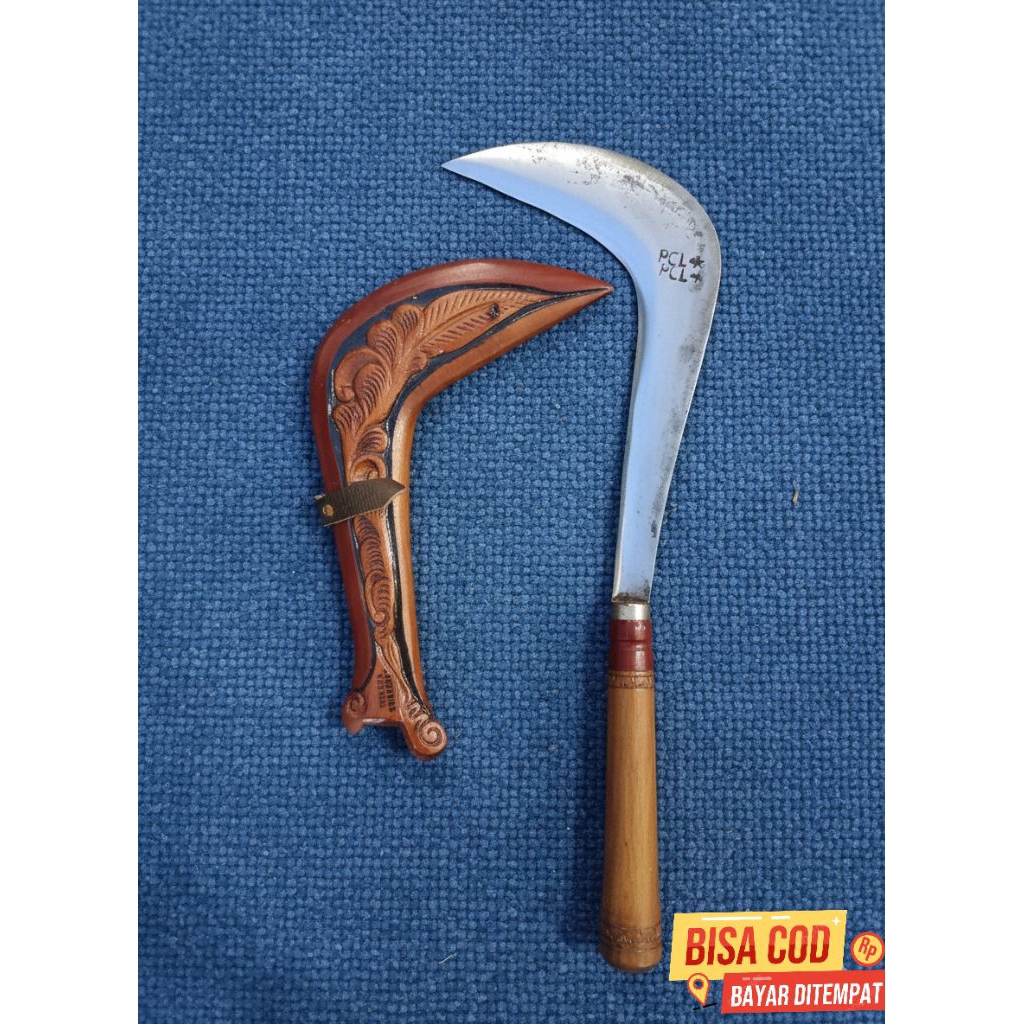 Arit Congkrang Gaet Serangka Seni Ukir - Sabit Pembersih Rumput & Babat Ranting Plus Serangka Ukir