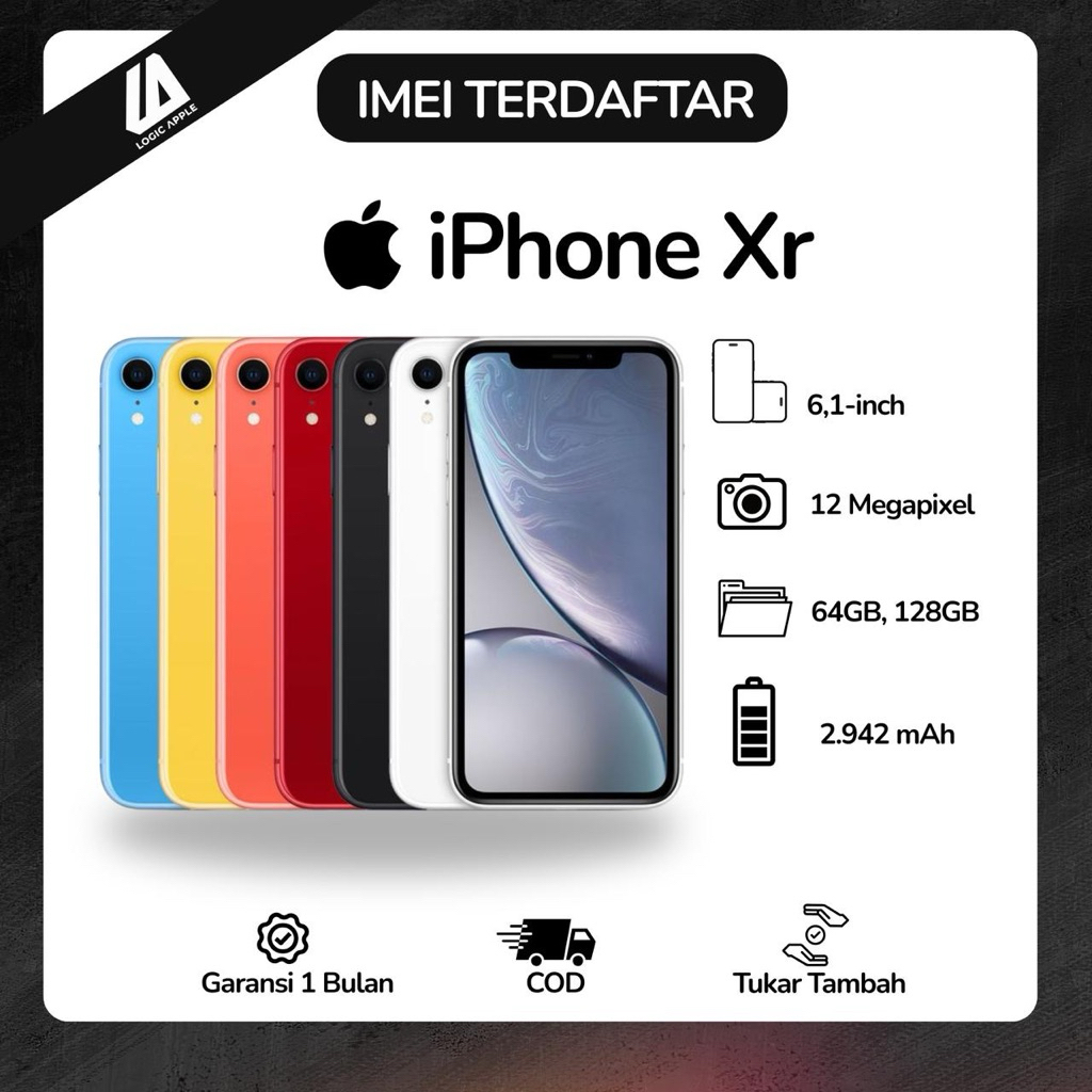 iPhone XR second Inter IMEI terdaftar Beacukai No Minus Fullset