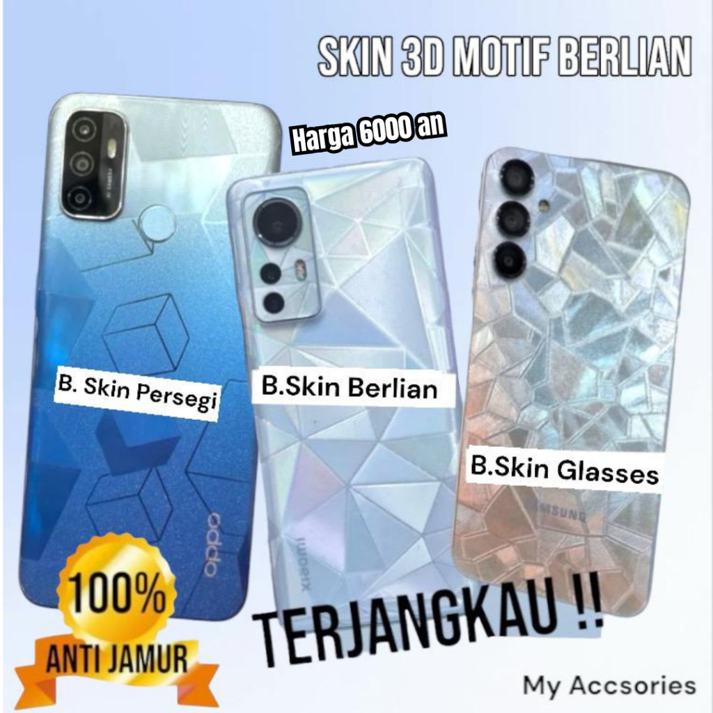Skin Back Motif DIAMOND Berlian 3D OPPO Reno15 5G 15 Pro15F Reno14 14F 14 14Pro Garskin Stiker Pelin