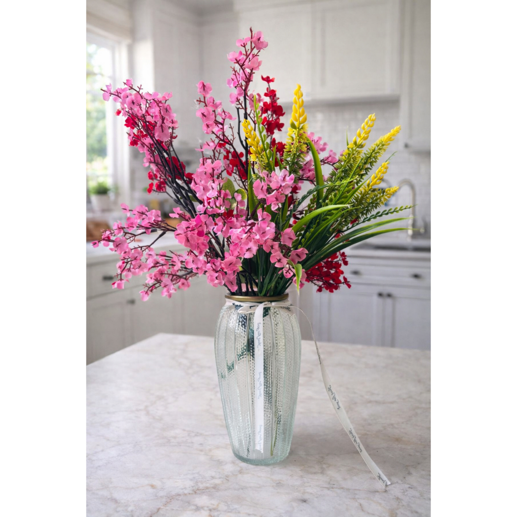 Vas Kaca Gold Vas Bunga Tabung Bening Vas Kaca Bermotif Vas Kaca Korea Vas Kaca Modern