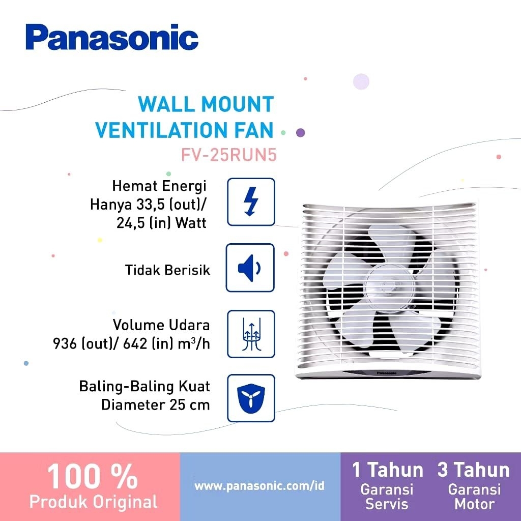 PANASONIC Exhaust Fan Dinding 10 inch FV-25RUN5 - Kipas Blower