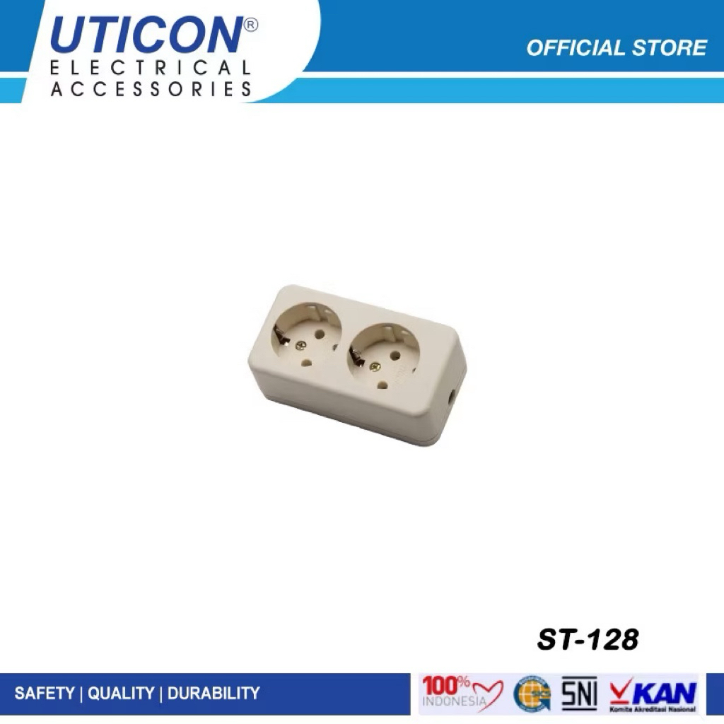 Stop Kontak Uticon 2 Lubang Terminal Kuningan/Stop Kontak Uticon Tanpa Kabel